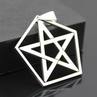 Stainless Steel Pendants, Pentagon, original color, 32x31mm, Hole:Approx 3-5mm, 3PCs/Bag, Sold By Bag