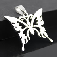 Stainless Steel Animal Pendants, Butterfly, original color, 33x28mm, Hole:Approx 3-5mm, 3PCs/Bag, Sold By Bag