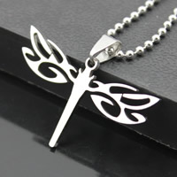 Stainless Steel Animal Pendants, Dragonfly, original color, 43x26mm, Hole:Approx 3-5mm, 3PCs/Bag, Sold By Bag