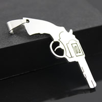Stainless Steel Pendants, Gun, original color, 22x38mm, Hole:Approx 3-5mm, 3PCs/Bag, Sold By Bag