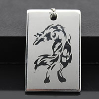 Stainless Steel Pendants, Rectangle, original color, 25x38mm, Hole:Approx 3-5mm, 3PCs/Bag, Sold By Bag