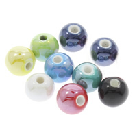 Glasierte Porzellan Perlen, rund, glaciert, keine, 8mm, Bohrung:ca. 1.5mm, 100PCs/Tasche, verkauft von Tasche