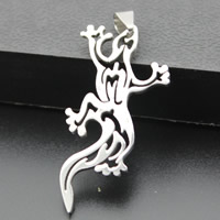 Stainless Steel Animal Pendants, Gecko, original color, 22x45mm, Hole:Approx 3-5mm, 3PCs/Bag, Sold By Bag