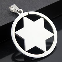 Stainless Steel Pendants, Flat Round, original color, 35mm, Hole:Approx 3-5mm, 3PCs/Bag, Sold By Bag