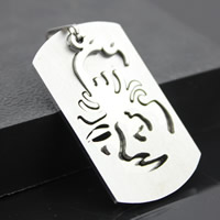Stainless Steel Pendants, Rectangle, original color, 23x41mm, Hole:Approx 3-5mm, 3PCs/Bag, Sold By Bag