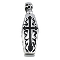 Stainless Steel Skull Pendants, 316L Stainless Steel, Skeleton, Halloween Jewelry Gift & blacken, 18x63x9mm, Hole:Approx 4mm, 5PCs/Lot, Sold By Lot