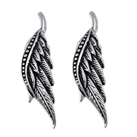 Stainless Steel Pendants, 316L Stainless Steel, Wing Shape, blacken, 12x46x8mm, Hole:Approx 6x21mm, 5PCs/Lot, Sold By Lot