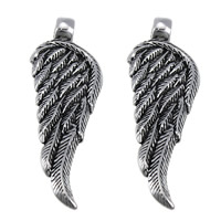 Stainless Steel Pendants, 316L Stainless Steel, Wing Shape, blacken, 19x67x8mm, Hole:Approx 5mm, 5PCs/Lot, Sold By Lot