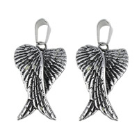 Stainless Steel Pendants, 316L Stainless Steel, Wing Shape, blacken, 21x35x3mm, Hole:Approx 5x8mm, 5PCs/Lot, Sold By Lot