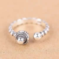 Thailand Sterling Silver Cuff finger ring, öppet, 6mm, Storlek:5.5, 5PC/Lot, Säljs av Lot