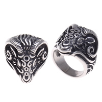 Stainless Steel Finger Ring, blacken, original color, 24x26x29mm, US Ring Size:9, Sold By PC