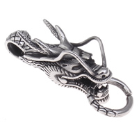 Stainless Steel Animal Pendants, Dragon, blacken, original color, 56x15x18mm, Hole:Approx 6x8mm, Sold By PC