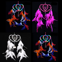 Mode Dreamcatcher, fer, avec plume & corde en nylon, coeur, plus de couleurs à choisir, 100x450mm, 2PC/sac, Vendu par sac