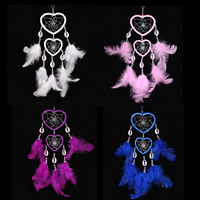 Мода Dreamcatcher, Железо, с перья & Нейлоновый шнурок & Ракушка, Сердце, Много цветов для выбора, 100x350mm, 2ПК/сумка, продается сумка