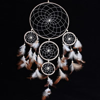 Fashion Dream Catcher Iron with Feather & Nylon Cord & Glass Seed Beads Flat Round nickel lead & cadmium free Sold By Bag