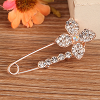 Zinc Alloy Brooches Flower gold color plated with rhinestone nickel lead & cadmium free 40mm Sold By Lot