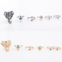 Zinc Alloy Ring Set with Turquoise plated enamel nickel lead & cadmium free 16mm-17mm US Ring .5-7  Sold By Bag