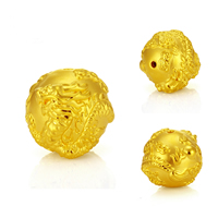 24K Gold Bead, Babhta, méid éagsúla do rogha, Poll:Thart 2.5mm, Díolta De réir PC