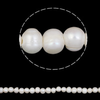 Cultured Round Freshwater Pearl Beads, natural, white, Grade A, 9-10mm, Hole:Approx 2mm, Sold Per Approx 14.5 Inch Strand