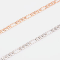 Jern anklet, med 5cm extender kæde, forgyldt, Figaro Kæde, flere farver til valg, nikkel, bly & cadmium fri, 240mm, Længde Ca. 9 inch, 3Strands/Bag, Solgt af Bag