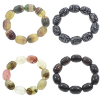 Gemstone Bracelets, Drum, natural, different materials for choice, 20x15mm, Length:Approx 6 Inch, 10Strands/Bag, Sold By Bag