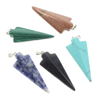 Gemstone Pendants Jewelry, with brass bail, natural, mixed, 18x48x8mm, Hole:Approx 5x3mm, 12PCs/Bag, Sold By Bag