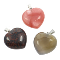 Gemstone Pendants Jewelry, with brass bail, natural, mixed, 30x33x14mm, Hole:Approx 10x4mm, 12PCs/Box, Sold By Box