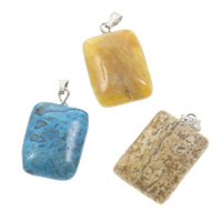 Gemstone Pendants Jewelry, with brass bail, natural, mixed, 15x24x6mm, Hole:Approx 5x2mm, 12PCs/Box, Sold By Box