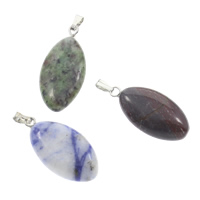 Gemstone Pendants Jewelry, with brass bail, natural, mixed, 13x27x6mm, Hole:Approx 5x2mm, 12PCs/Box, Sold By Box