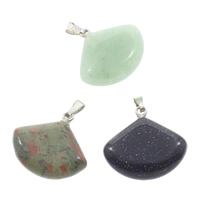 Gemstone Pendants Jewelry, with brass bail, natural, mixed, 22x20x6mm, Hole:Approx 5x2mm, 12PCs/Box, Sold By Box