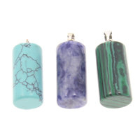 Gemstone Pendants Jewelry, with brass bail, natural, mixed, 24x10mm, Hole:Approx 5x2mm, 12PCs/Box, Sold By Box