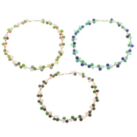 Gemstone smykker halskæde, Ædelsten, med Vokset Cotton Cord, Runde, naturlig, forskellige materialer til valg, 8mm, Længde Ca. 17.5 inch, 10Strands/Bag, Solgt af Bag