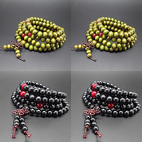 108 Mala Perlen, Holz, mit Roter Achat, buddhistischer Schmuck & 4-Strang, keine, 8mm, 108PCs/Strang, verkauft per ca. 25-28 ZollInch Strang