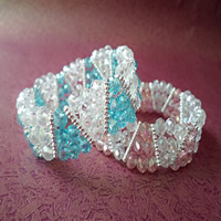 Kristal armbanden, met Zinc Alloy, silver plated, 3-streng & gefacetteerde, meer kleuren voor de keuze, 170mm, Per verkocht Ca 6.5 inch Strand