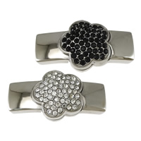 Stainless Steel Magnetic Clasp, Flower, with rhinestone, more colors for choice, 40x20.50x10mm, Hole:Approx 11x3mm, 10PCs/Lot, Sold By Lot