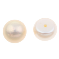 Cultured Half Drilled Freshwater Pearl Beads, Button, natural, half-drilled, pink, 7-7.5mm, Hole:Approx 1mm, Sold By Pair