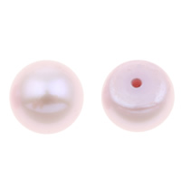 Perles nacres de culture d'eau douce demi percées , perle d'eau douce cultivée, bouton, naturel, semi-foré, violet, 7-7.5mm, Trou:Environ 1mm, Vendu par paire