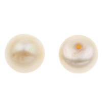 Perlas Freshwater Perforadas, Perlas cultivadas de agua dulce, Botón, natural, perforado medio, Rosado, 7-7.5mm, agujero:aproximado 1mm, Vendido por Par