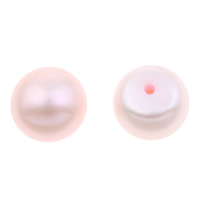 Cultured Half Drilled Freshwater Pearl Beads, Button, natural, half-drilled, purple, 7-7.5mm, Hole:Approx 1mm, Sold By Pair