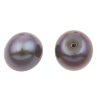 Halvdelen boret ferskvandskulturperle Beads, Ferskvandsperle, Button, halv-boret, mørklilla, 8.5-9mm, Hole:Ca. 1mm, Solgt af par