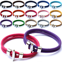 PU Leather Cord Bracelets, Tibetan Style clasp, platinum color plated, more colors for choice, nickel, lead & cadmium free, 3mm, Sold Per Approx 7.78 Inch Strand