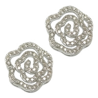 Cubic Zirconia Micro Pave Brass Beads, Flower, platinum plated, multihole & micro pave cubic zirconia, 13.50x13.50x5.50mm, Hole:Approx 5.5x1mm, 20PCs/Lot, Sold By Lot