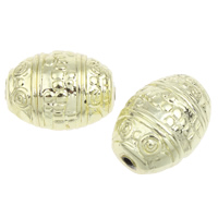 Perles  acrylique plaqué , ovale, Placage de couleur d'or, 20x14mm, Trou:Environ 2mm, 2sacsvalises/lot, Environ 190PC/sac, Vendu par lot
