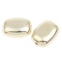 Perles  acrylique plaqué , rectangle, Placage de couleur d'or, 19x14x8mm, Trou:Environ 1mm, 2sacsvalises/lot, Environ 300PC/sac, Vendu par lot