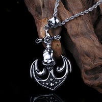 Stainless Steel Pendants Anchor nautical pattern & with skull pattern & for man & blacken Approx Sold By PC