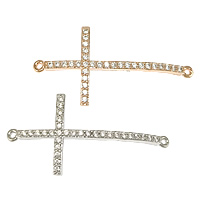 Cubic Zirconia Micro Pave Brass Connector Cross plated micro pave cubic zirconia & 1/1 loop nickel lead & cadmium free Approx 1.5mm Sold By Lot