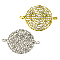 Cubic Zirconia Micro Pave Brass Connector Flat Round plated micro pave cubic zirconia & 1/1 loop nickel lead & cadmium free Approx 1.2mm Sold By Lot