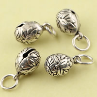 Thailand Sterling Silver Bell Charm, Teardrop, 6.80x15.80mm, Hole:Approx 3.4mm, 15PCs/Lot, Sold By Lot