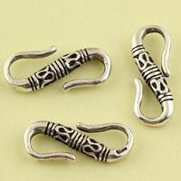 Thailand Sterling Silver S Shape Clasp, 7.80x20.40x3.30mm, Hole:Approx 4.4mm, 12PCs/Lot, Sold By Lot