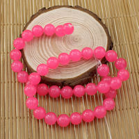 Natural Jade Beads, Jade White, Round, smooth, pink, 10mm, Hole:Approx 1mm, Length:Approx 15 Inch, 20Strands/Lot, Approx 37PCs/Strand, Sold By Lot